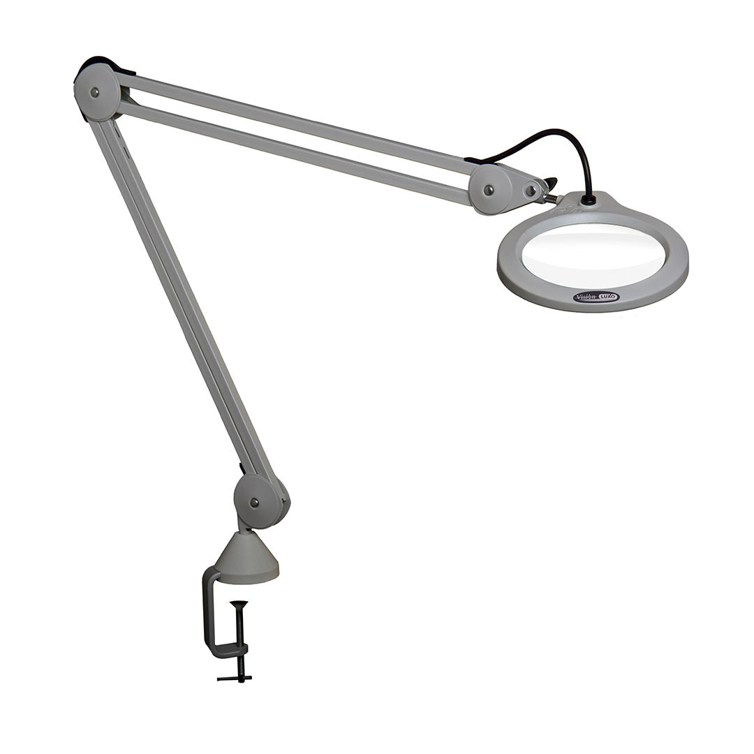 Gray LFM LED G2 bench magnifier with bench clamp
